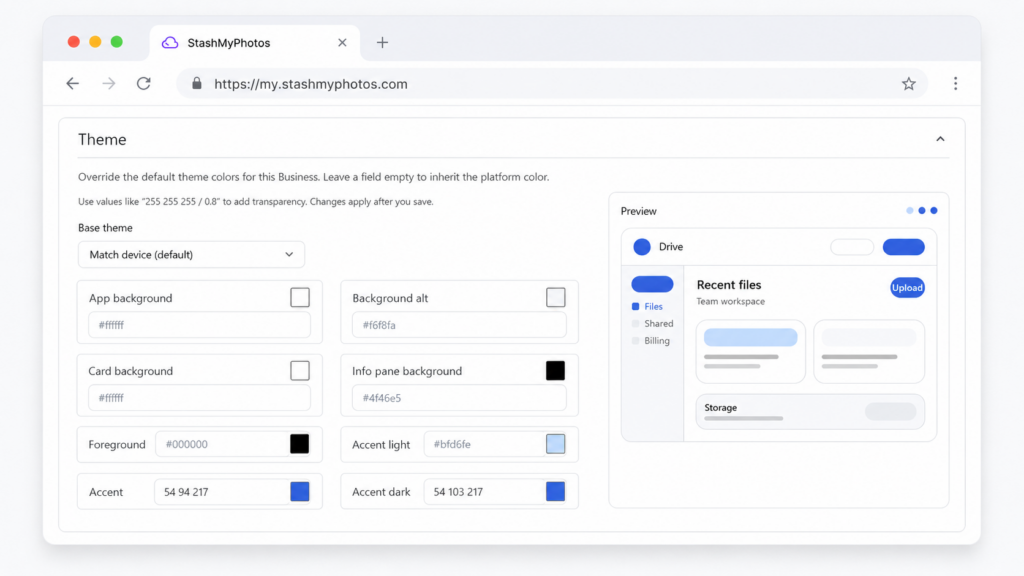 Theme builder with live preview